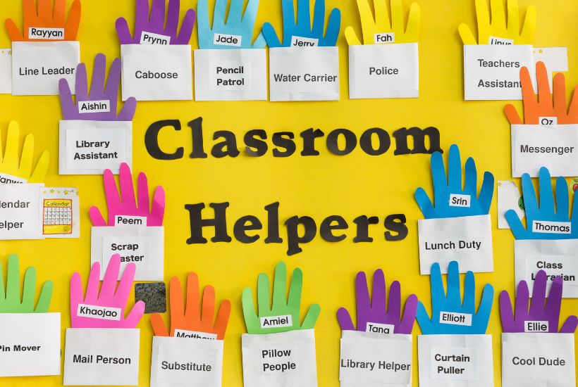 A classroom helper chart, parents can recreate it for home
