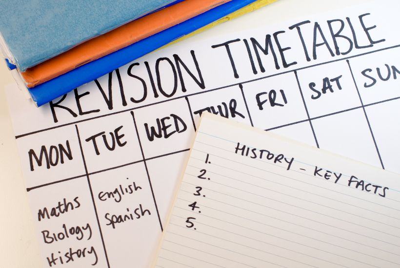 create study timetable to help your child prepare for exams